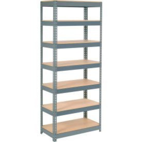 Global Equipment Extra Heavy Duty Shelving 36"W x 24"D x 84"H With 7 Shelves, Wood Deck, Gry 717333